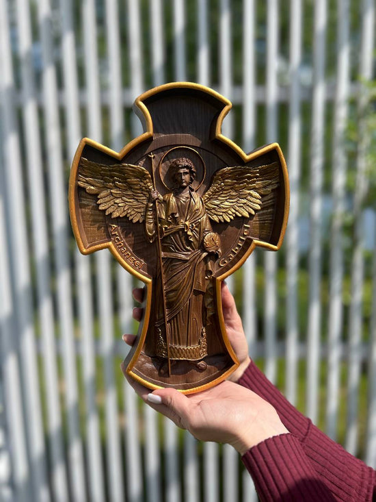 Archangel Gabriel wooden 3D sculpture