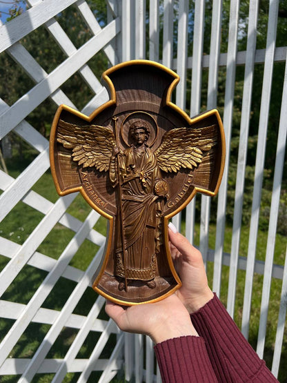 Archangel Gabriel wooden 3D sculpture