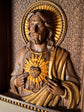 Sacred Heart of Jesus and Immaculate Heart of Mary Set of two Wooden panels  Wooden carved  statuary  6x7  inches  Religious gift - Kozak Work Shop