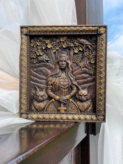 Freyja Wooden Carved Wall Picture - Kozak Work Shop