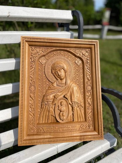Hand-Carved Wooden Icon – Virgin Mary Birth Attendant