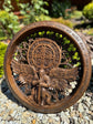 St. Benedict Medal Wood Wall Art with Angel Warrior