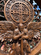 St. Benedict Medal Wood Wall Art with Angel Warrior
