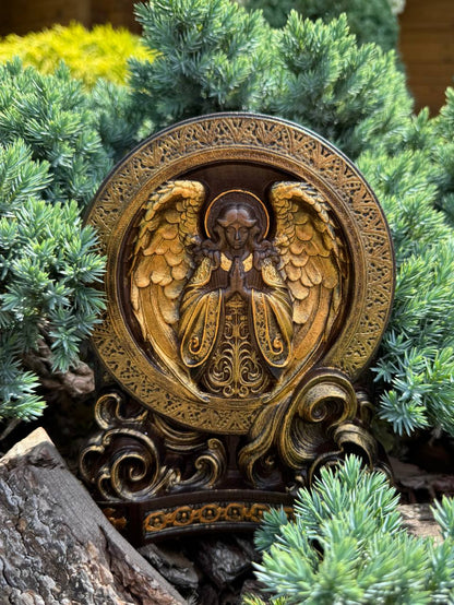Guardian Angel Wood Figurine