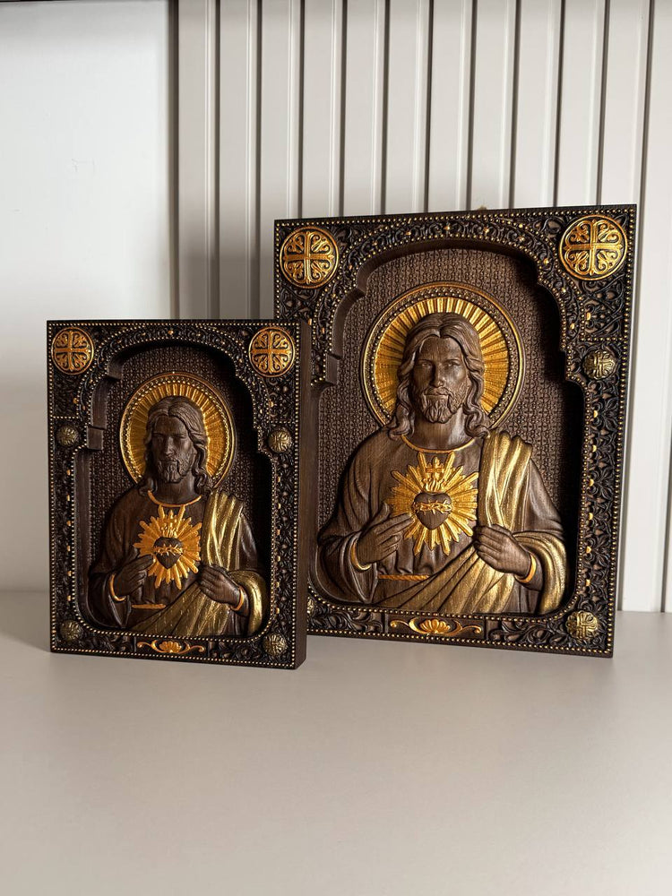 Sacred Heart of Jesus Wooden icon - Kozak Work Shop