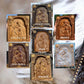 Holy Familly Wooden Carved Plaque with Lilies - Kozak Work Shop