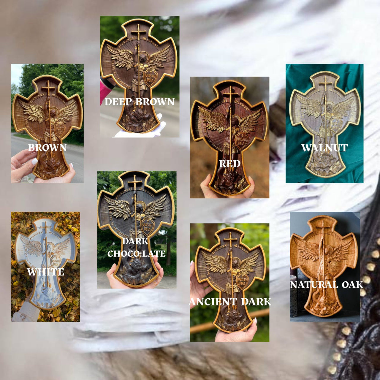 Archangel Michael wooden 3D sculpture - Kozak Work Shop