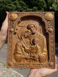 Holy Family Wooden Carved Byzantine Image