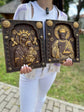 Virgin Mary and Jesus Set of two Wooden panels