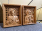 Sacred Heart of Jesus and Immaculate Heart of Mary Set of two Wooden panels  Wooden carved  statuary  6x7  inches  Religious gift