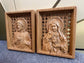 Sacred Heart of Jesus and Immaculate Heart of Mary Set of two Wooden panels  Wooden carved  statuary  6x7  inches  Religious gift