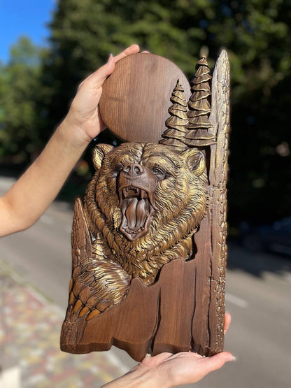Bear and Moon Wood Images - Kozak Work Shop
