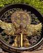 St. Benedict Medal Wood Wall Art with Angel Warrior
