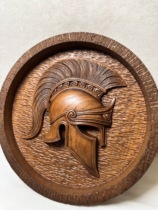 Greek Helmet Wooden Plaque - Kozak Work Shop