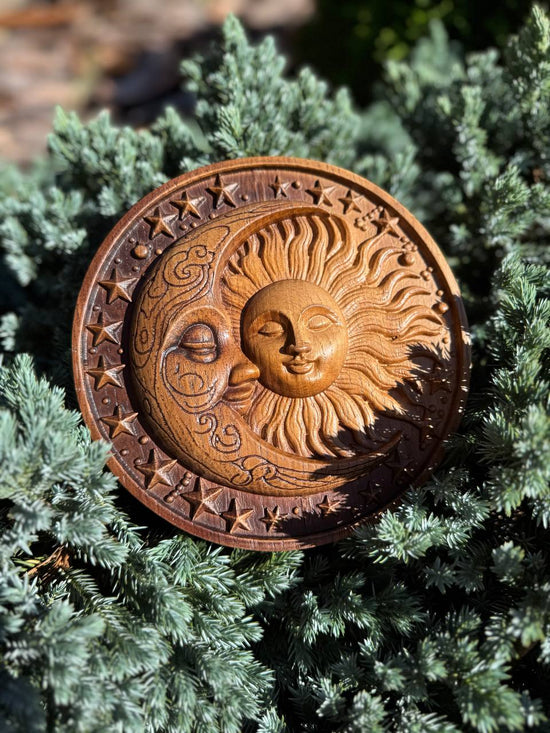 Moon and Sun Wooden Wall Art - Kozak Work Shop
