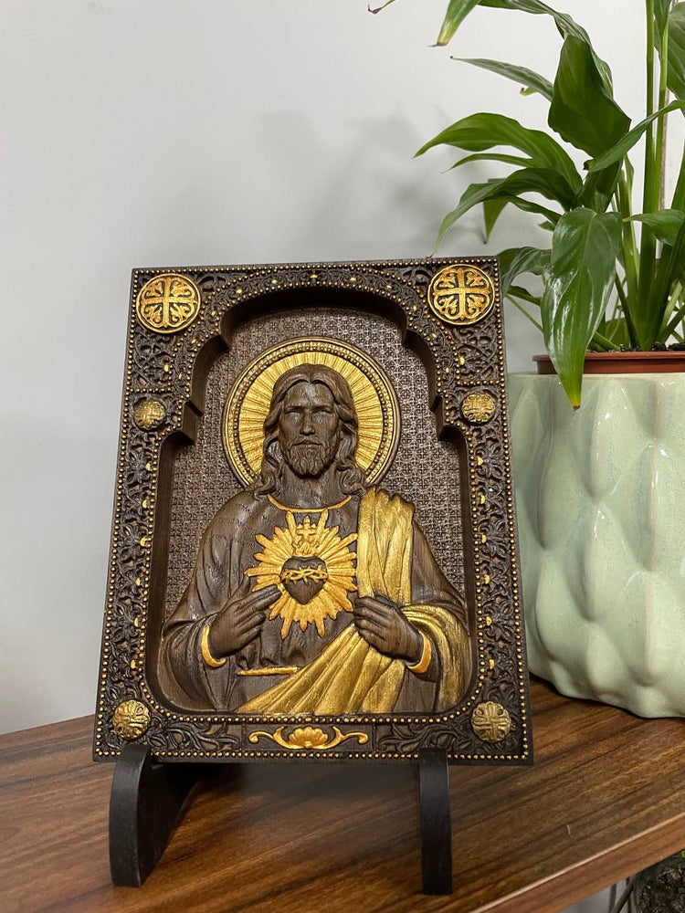 Sacred Heart of Jesus with Stand - Kozak Work Shop
