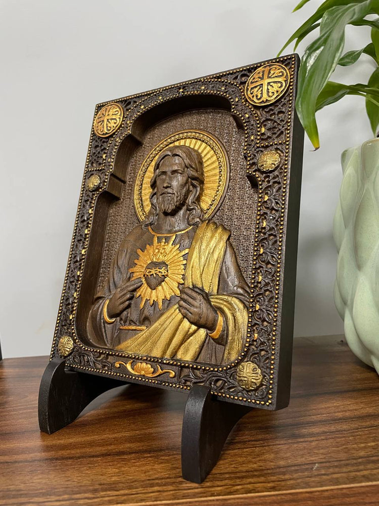 Sacred Heart of Jesus with Stand - Kozak Work Shop