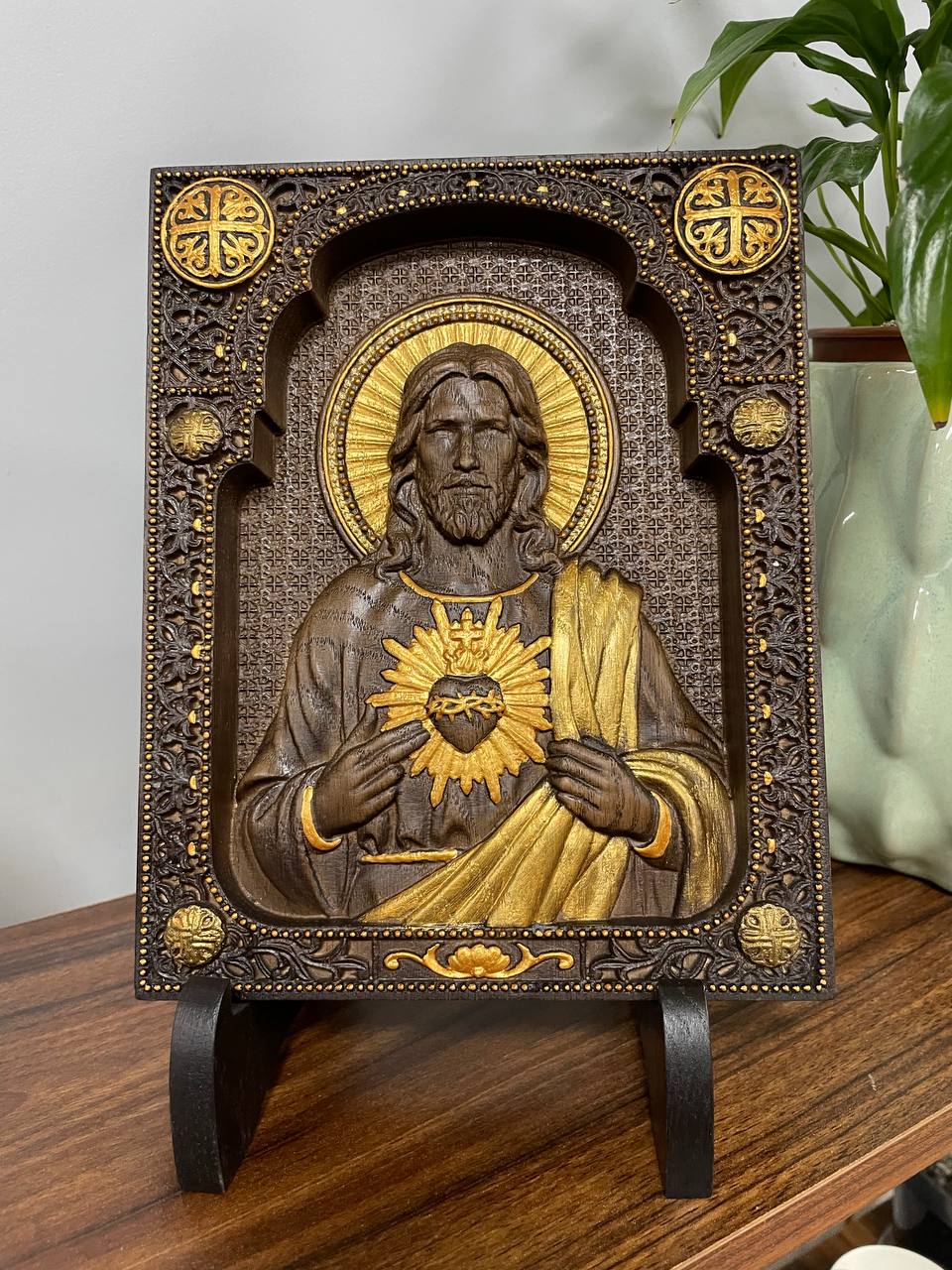 Sacred Heart of Jesus with Stand - Kozak Work Shop