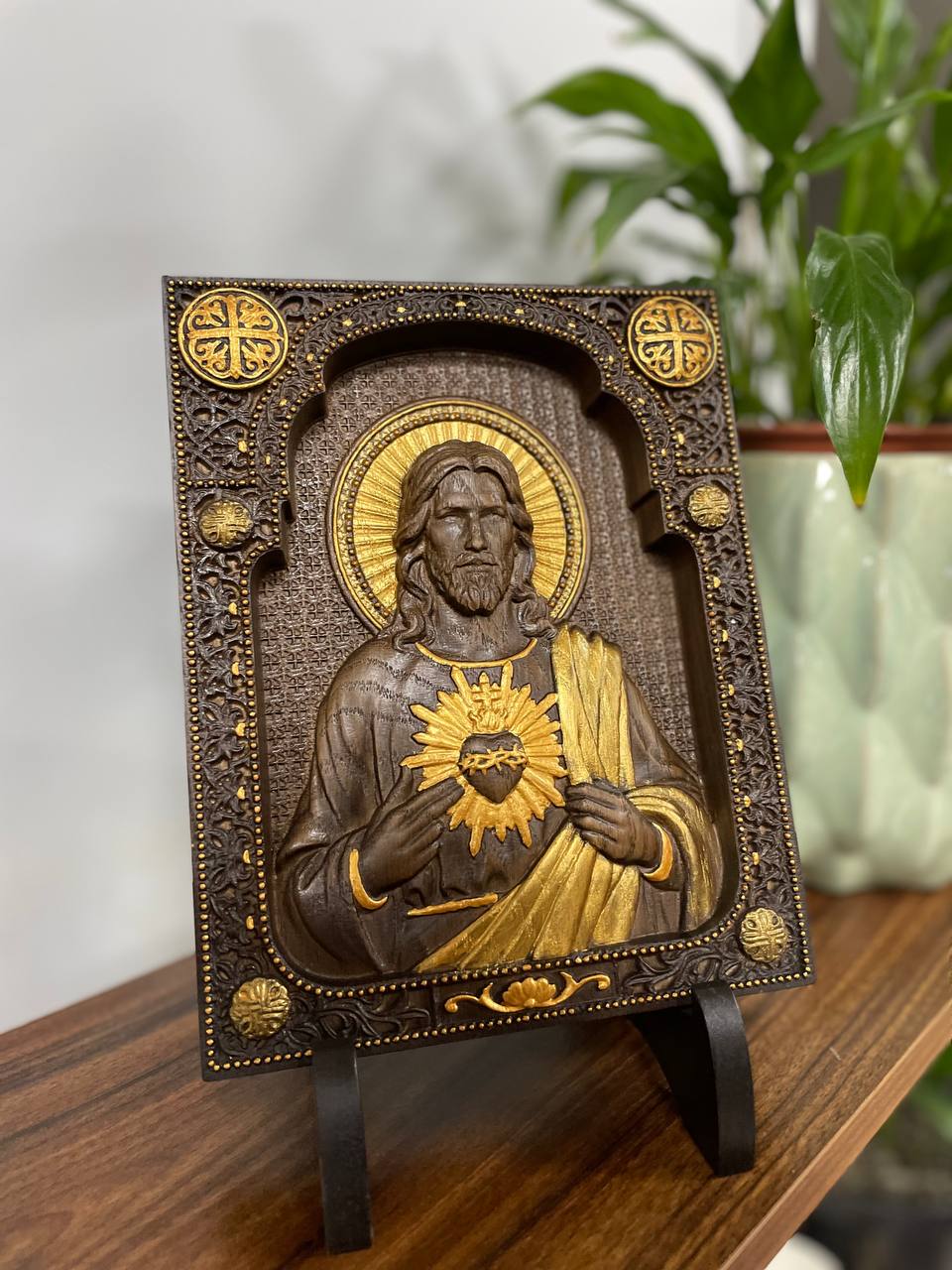 Sacred Heart of Jesus with Stand - Kozak Work Shop