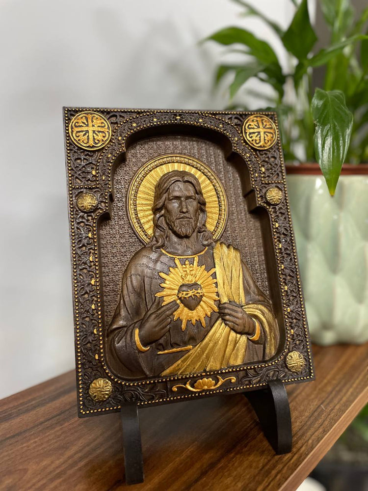 Sacred Heart of Jesus with Stand - Kozak Work Shop