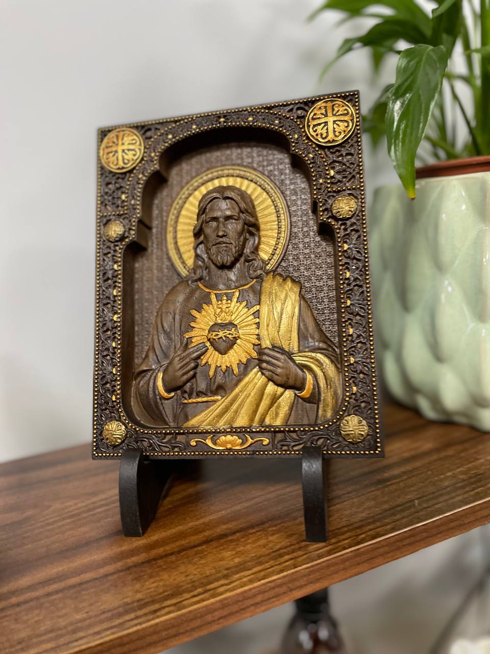 Sacred Heart of Jesus with Stand - Kozak Work Shop