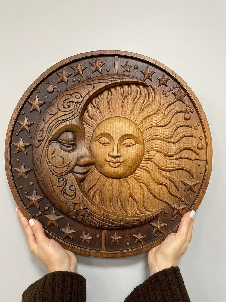 Moon and Sun Wooden Wall Art - Kozak Work Shop