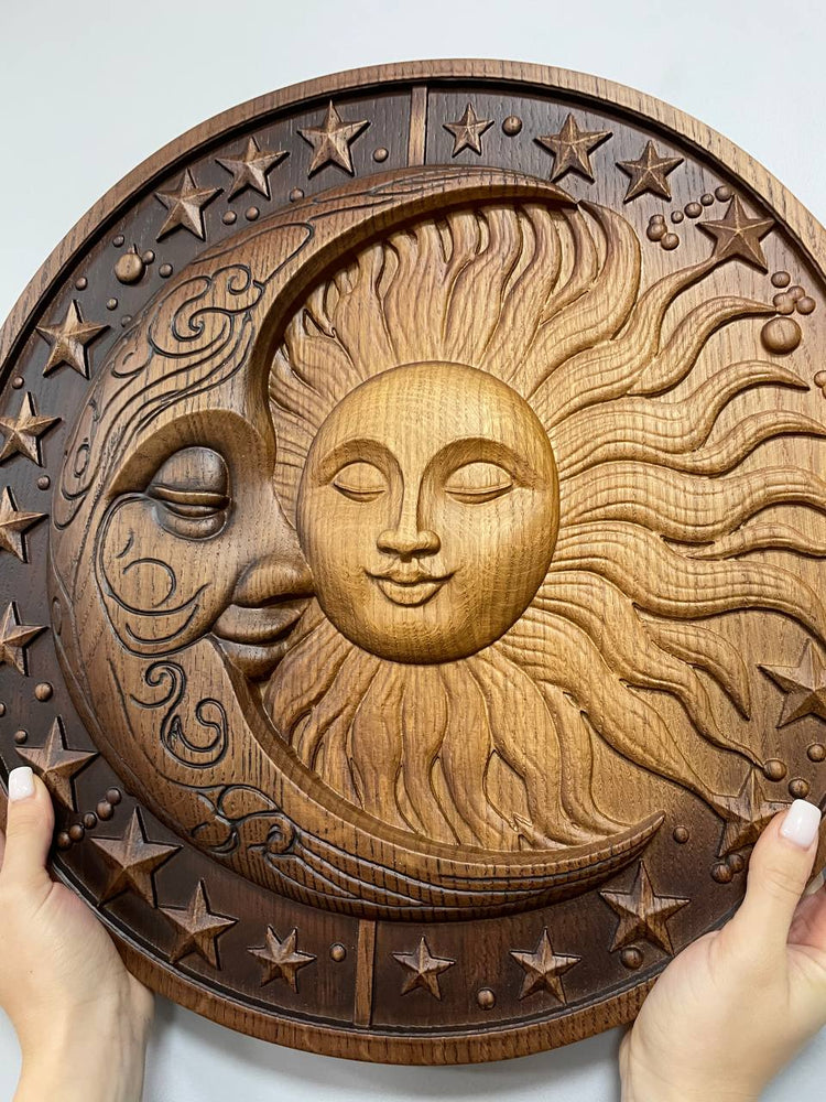 Moon and Sun Wooden Wall Art - Kozak Work Shop