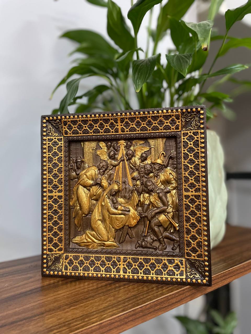 Nativity Wooden Bas Relief Squared - Kozak Work Shop