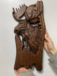 Moose and moon Wooden Carved Plaque - Kozak Work Shop
