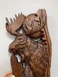 Moose and moon Wooden Carved Plaque - Kozak Work Shop