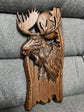 Moose and moon Wooden Carved Plaque - Kozak Work Shop