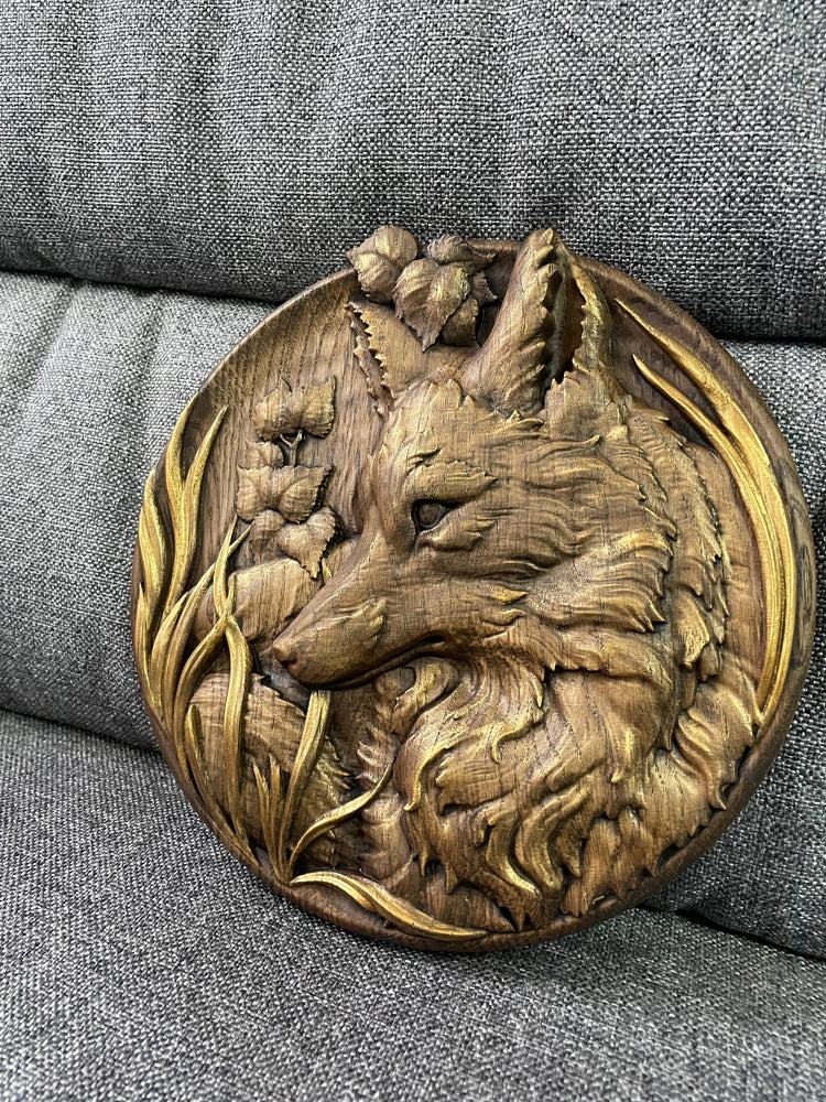 Fox Wooden Carved Sculpture - Kozak Work Shop