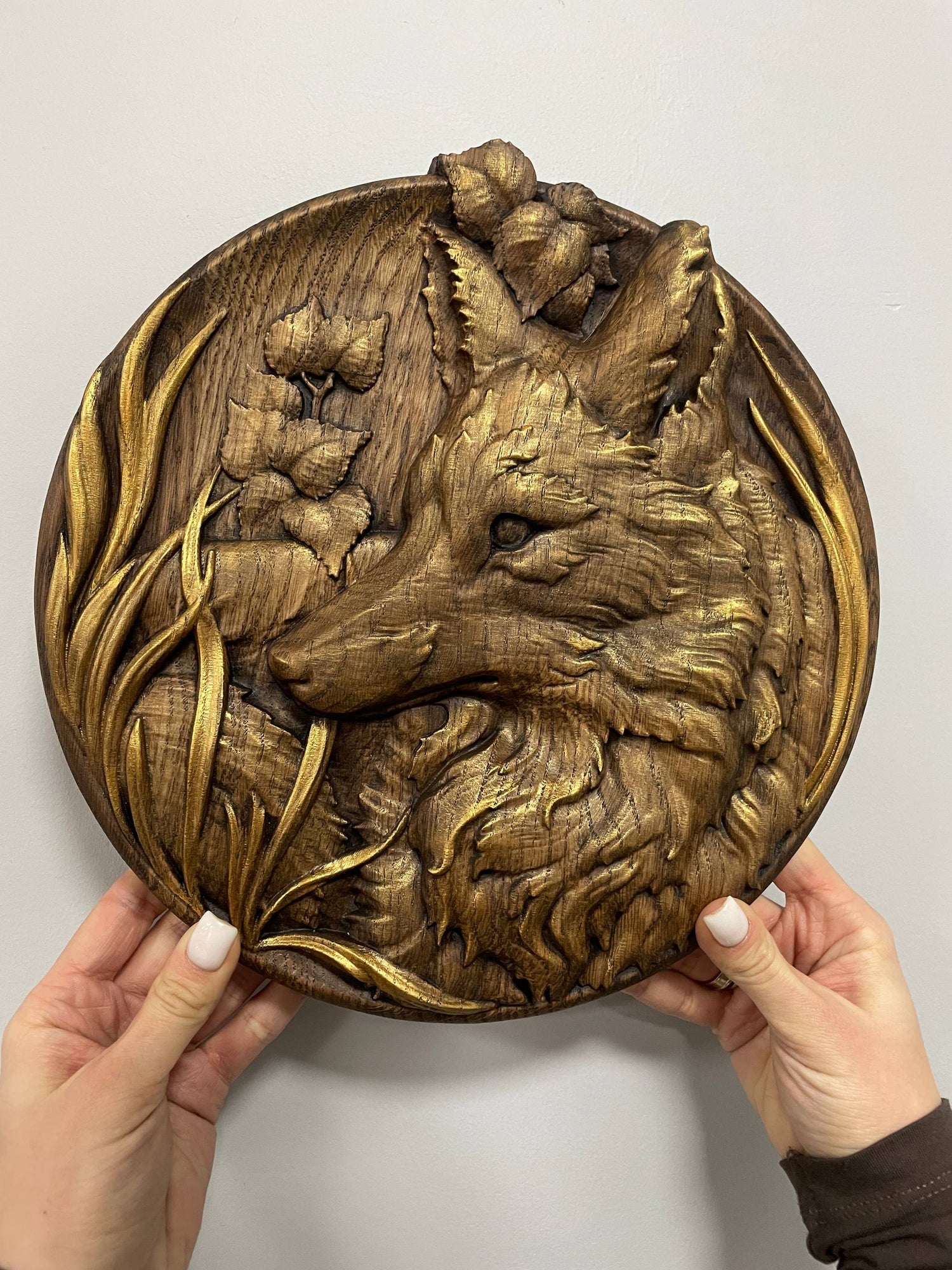 Fox Wooden Carved Sculpture - Kozak Work Shop