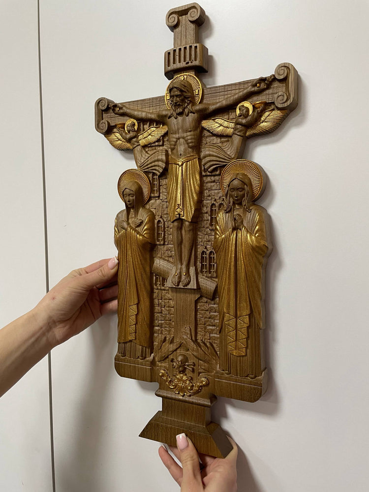 Hand-Painted Christian Wall Art Golgotha icon - Kozak Work Shop