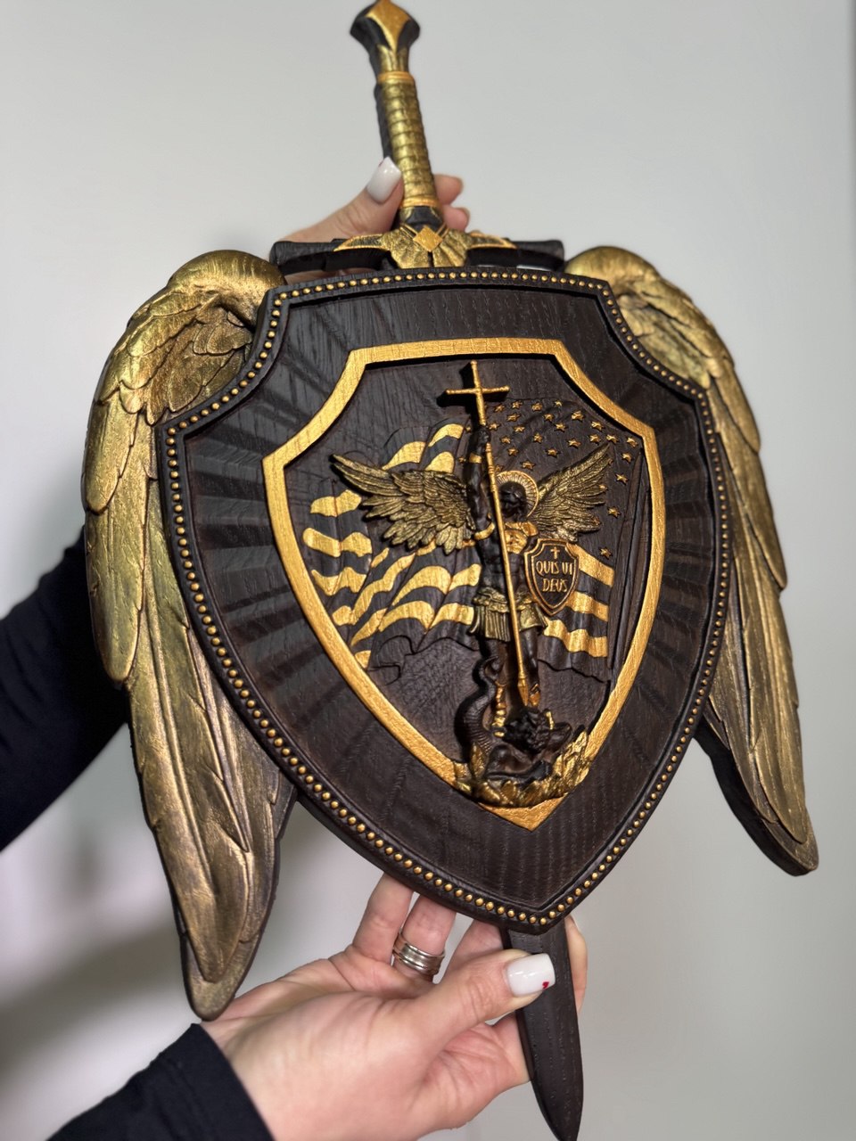 American Flag Wooden Shield - Kozak Work Shop