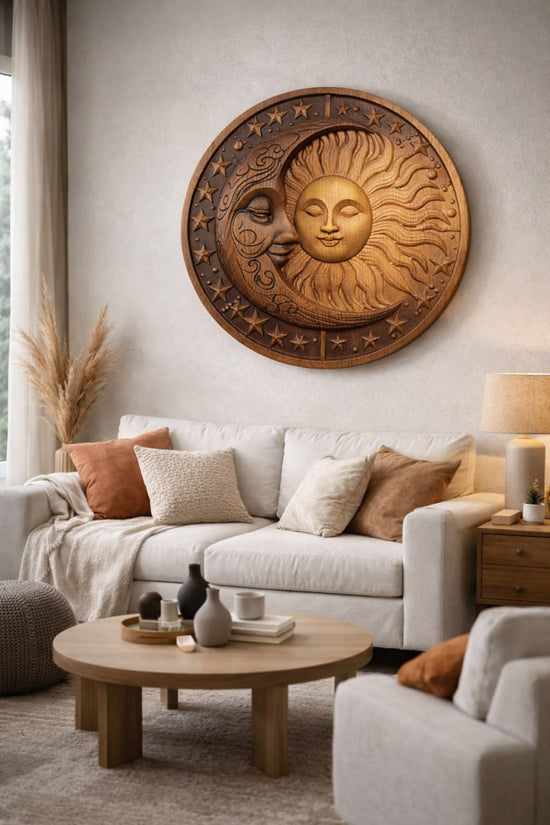 Moon and Sun Wooden Wall Art - Kozak Work Shop