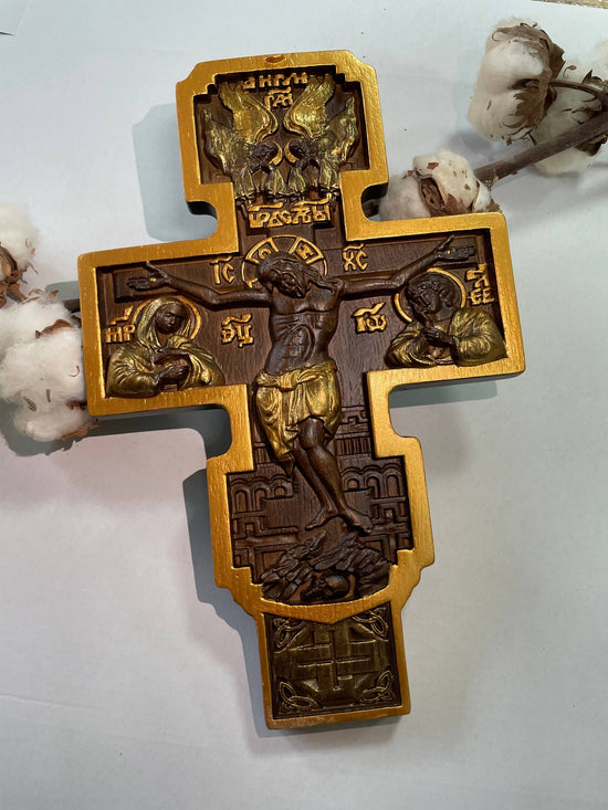 Wall Wooden Carved Catholic Crucifix