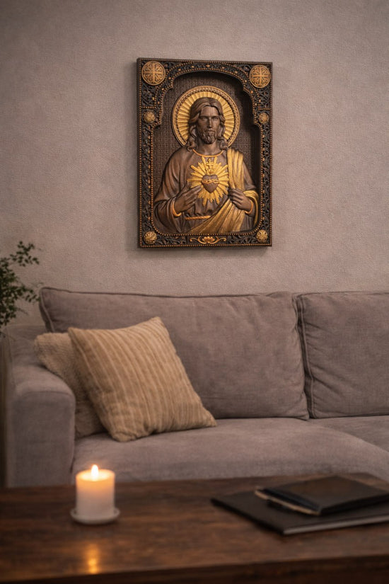 Sacred Heart of Jesus Wooden icon
