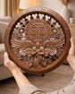 St. Benedict Medal Wood Wall Art with Angel Warrior