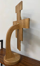 Hand-Carved Wooden Tabletop Crucifix with Stand