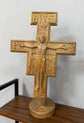 Hand-Carved Wooden Tabletop Crucifix with Stand