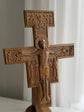 Hand-Carved Wooden Tabletop Crucifix with Stand