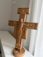 Hand-Carved Wooden Tabletop Crucifix with Stand