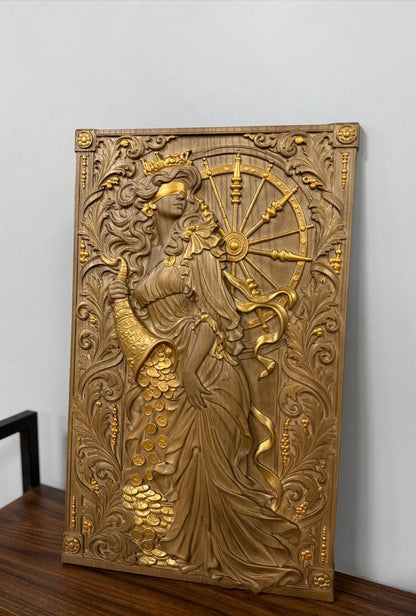 Hand Carved Lady Fortune Plaque