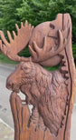 Moose and moon Wooden Carved Plaque