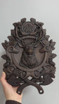 Deer Head Wooden Carved Plaque