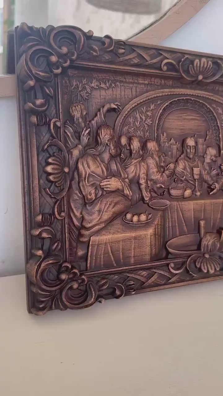 Easter gift  idea Last supper religious carved icon personalized gift wood carvings religious gifts wood wall art