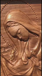 Holy Familly Wooden Carved Plaque with Plain Frame