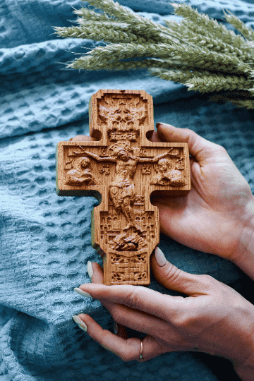 Wall Wooden Carved Catholic Crucifix - Kozak Work Shop