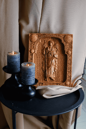 Archangel Gabriel Wooden 3D carved icon - Kozak Work Shop